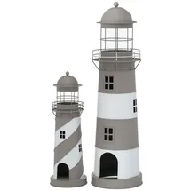 Boltze Laterne Amrum 2er Set Metall H 48-75 cm Ø 16-22 cm Grau/Weiß