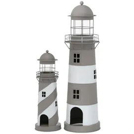 Boltze Laterne Amrum 2er Set Metall H 48-75 cm Ø 16-22 cm Grau/Weiß