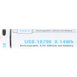 AccuCell Rundzelle 18700, Li-ion, 3,7V, 2200mAh, 8,14Wh, mit USB-C Charging Port, 71,1mm x 18,5mm