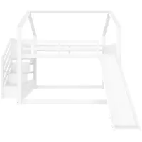 Gotagee Hochbett Etagenbett mit Stauraumtreppe und Rutsche Kinderbett Massivholzbett Kinderbett mit Geländer,geeignet für Kinder, Jugendliche.