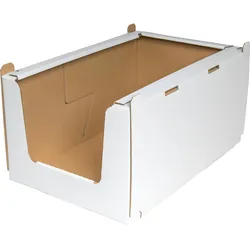 smartboxpro 4 Stück Stapelbehälter aus Wellpappe 587 x 382 x 281 mm, 2.30be, weiß