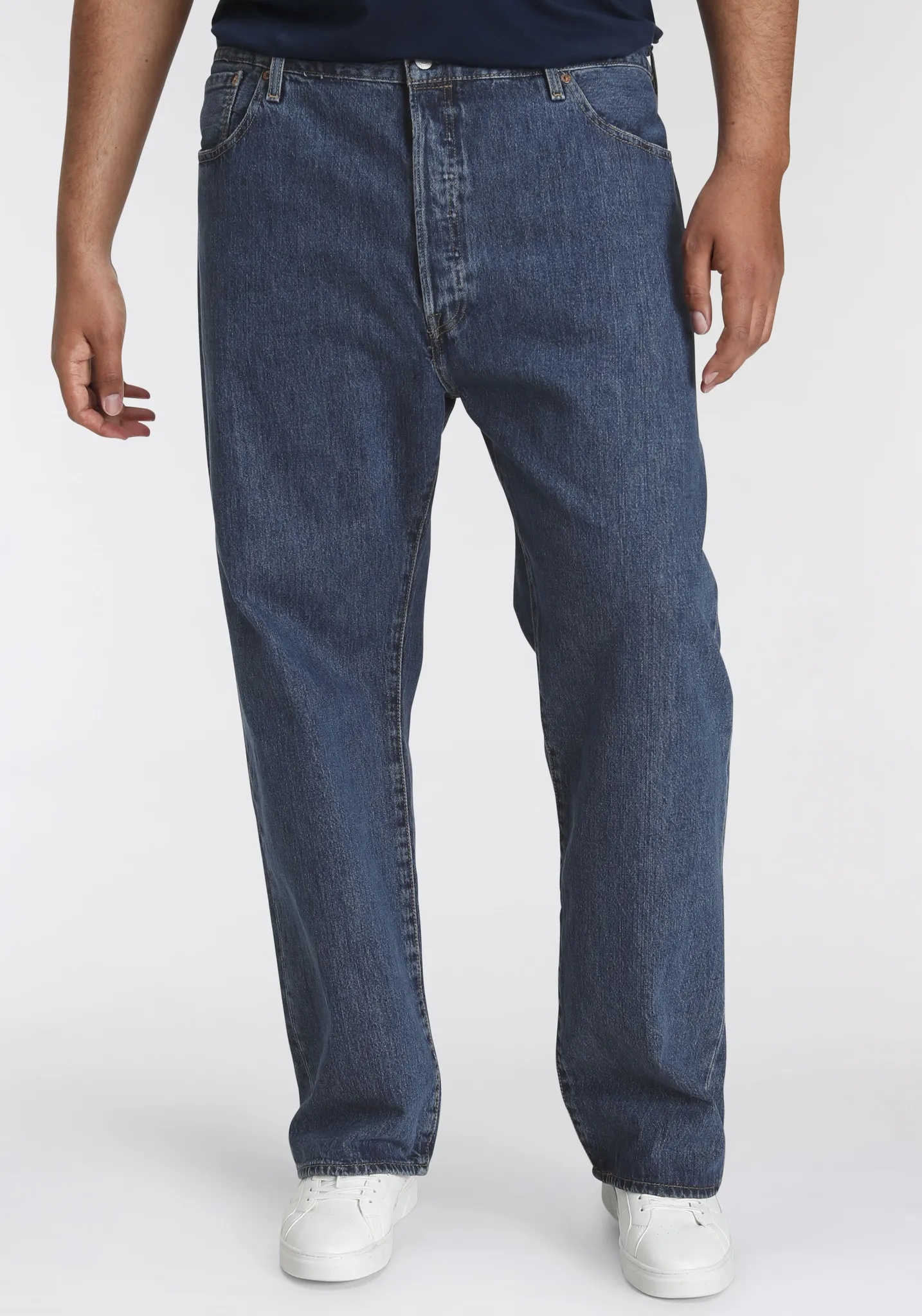 Straight-Jeans LEVI'S PLUS "501 LEVI'SORIGINAL B&T" Gr. 48, Länge 32, blau (stonewash) Herren Jeans Straight Fit