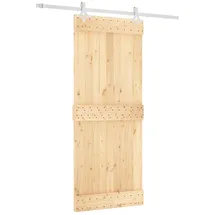 vidaXL Schiebetür rechts 85 x 210 cm Braun/Weiß