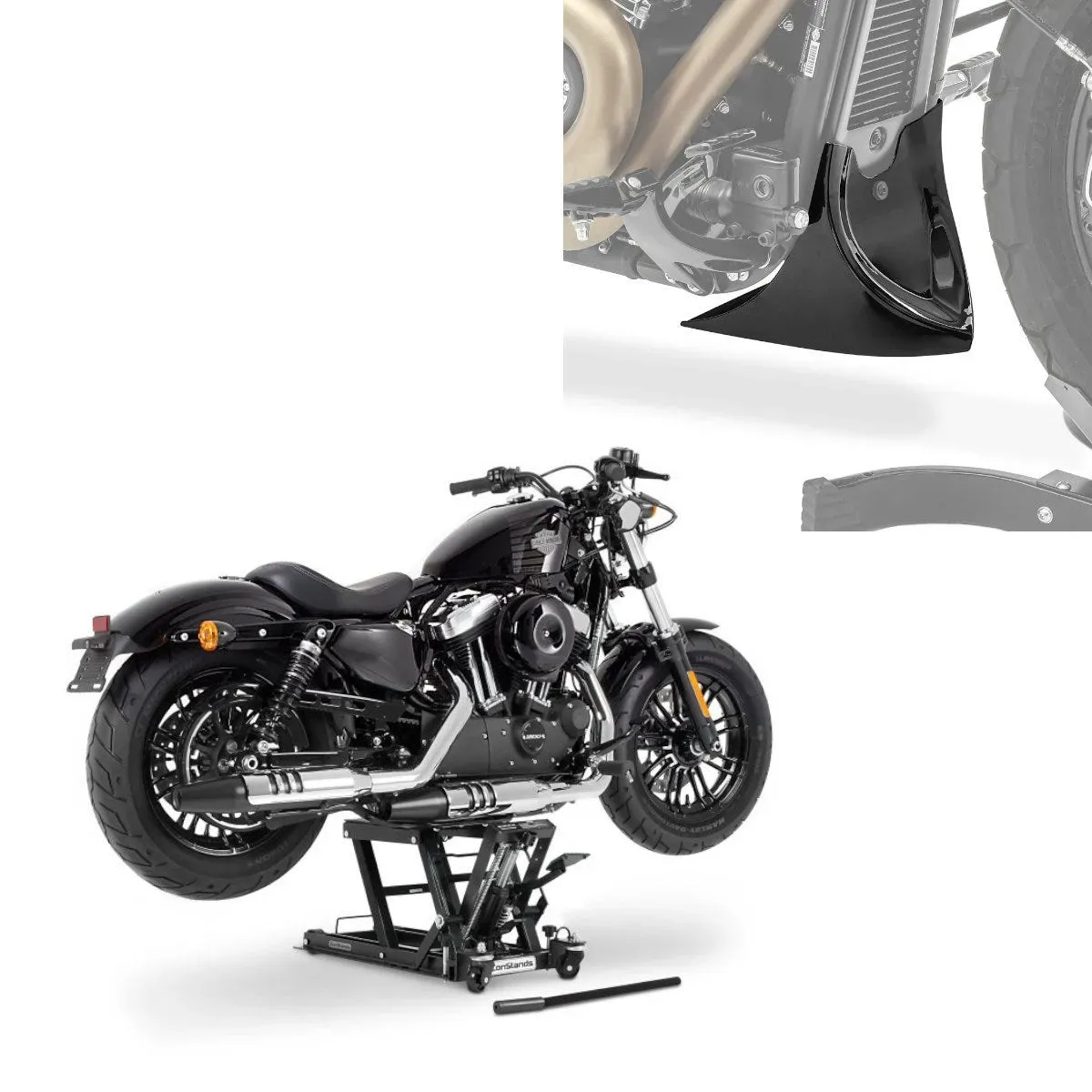 Set: Hebebühne Midlift L Motorradheber + Bugspoiler Frontspoiler CP9