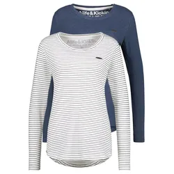 Langarmshirt ALIFE & KICKIN "Damen LeaAK", Damen, Gr. M, blau (cloudy), 60% Baumwolle 40% Polyester, Langarm, Shirts