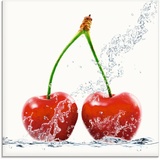 Artland Glasbild »Kirschen mit Spritzwasser«, Lebensmittel, (1 St.), rot