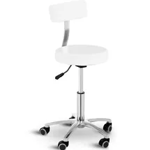 Physa Rollhocker mit Lehne Drehhocker Arbeitshocker Praxishocker Gasfeder Weiss 150 kg