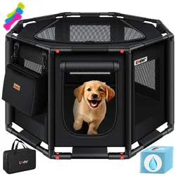 LOVPET® Welpenlaufstall für drinnen & draußen Welpenauslauf Hundekäfig Oxford-Gewebe   Tierlaufstall für Kleintiere Hunde Katzen   Hundelaufstall Freigehege Rahmen aus PVC-Rohren