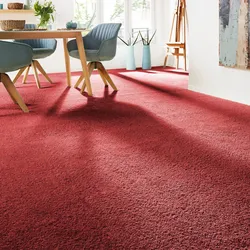 Teppichboden ANDIAMO "Verona, Velours, Made in Belgium", rot, B:400cm H:6mm L:500cm, Kunstfaser, Teppiche, Uni Farben, Breite 400 cm oder 500 cm, strapazierfähig, pflegeleicht