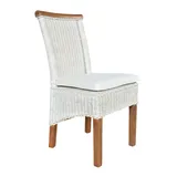 Esszimmer Stuhl Rattanstuhl Esstisch Stuhl weiß Perth Rattan natur Korbstuhl nac