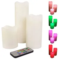 BURI Kugelleuchte 3er-Set LED-Wachskerzen mit Farbwechsler & Fernbedienung flackernd