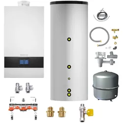 Buderus Gas-Brennwert Logaplus-Paket Kombigerät Logamax plus GB172i.2-250 W H 25 kW inkl. 160 l Speicher HT160 ERM