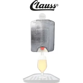 Clauss Bierfass Kühlmanschette für 5 Liter Fass | 5l Partyfass Kühler mit integrierten Kühlakkus | Top-Isolierung hält Bier auch in der Sonne | - Silber