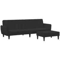 VidaXL Schlafsofa 2-Sitzer mit Fußhocker Schwarz Samt
