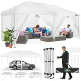 COBIZI Faltpavillon 3x6 Pavillon Wasserdicht Winterfest Pop Up Pavillon Klappbar 3x6 Zelt mit 6 Seitenwnden 3 Höhenverstellbar UV-Schutz Gardenpavillon Partyzelt für Markt, Freien Event (Weiß)