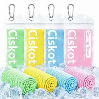 Kühltuch Set, Kühltücher Hals, Handtuch kühlend, Cooling Towel, Kühltücher Sport, Kühlendes Tuch, Eishandtücher für Fußball, Training, Ou... - Rosa/Grün/Gelb
