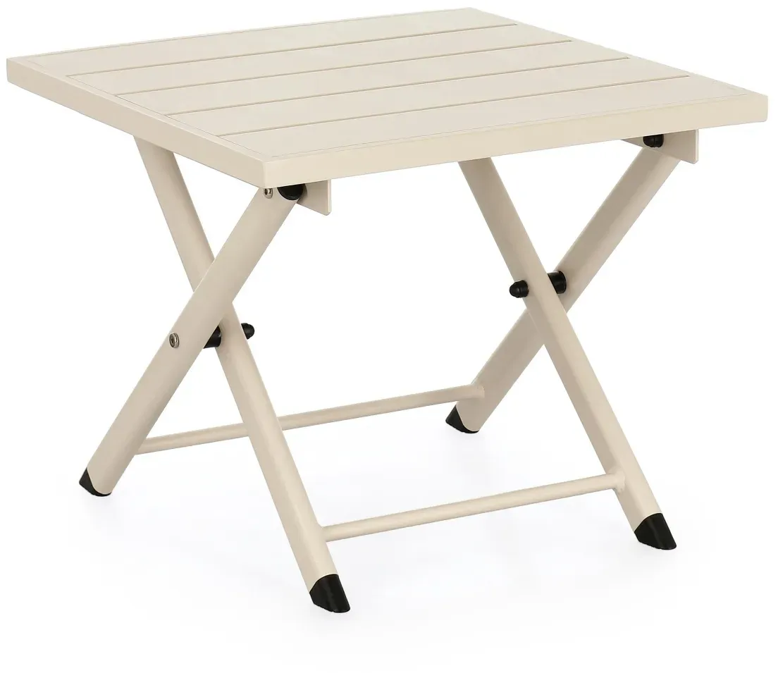 Gartenbeistelltisch Taylor aus Aluminium, modern klappbar, Beige Whisper, rechteckig
