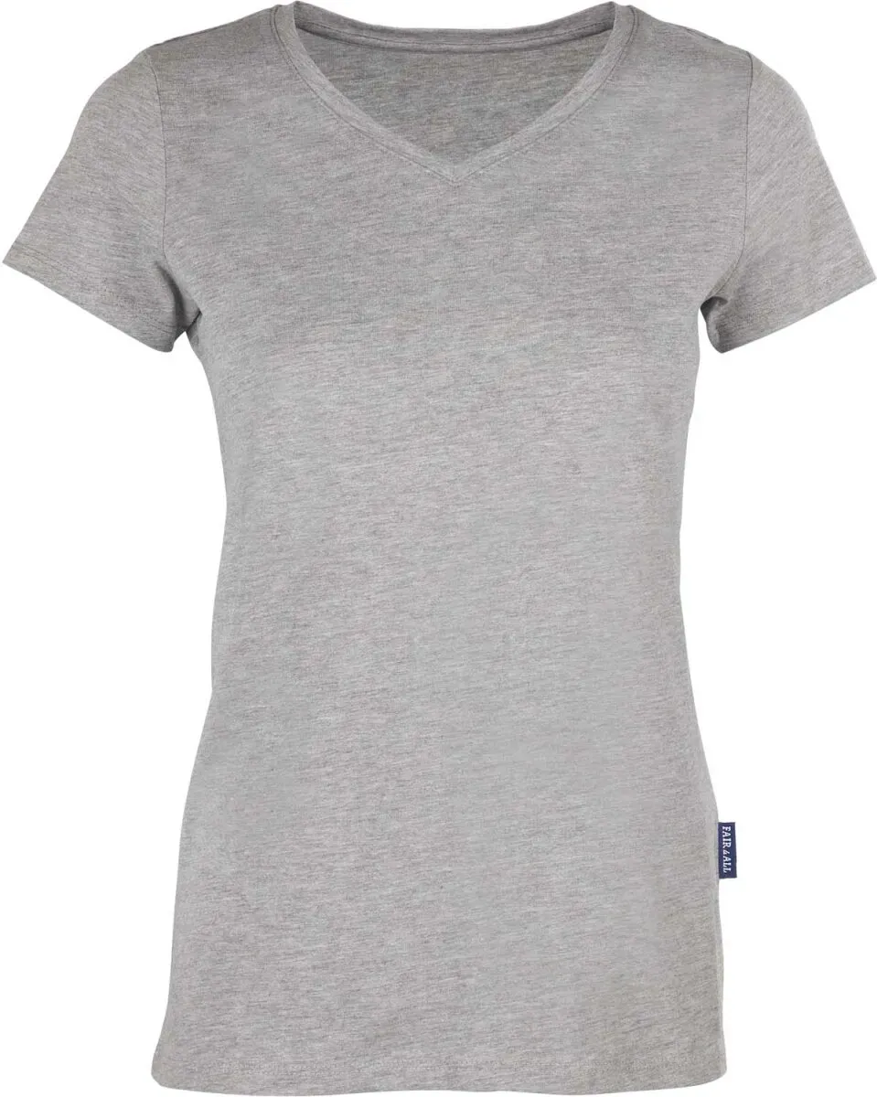 HRM Damen T-Shirt 'Luxus V-Ausschnitt' 202 grey melange XXL