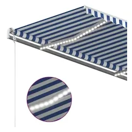 vidaXL Markise Manuell Einziehbar mit LED 4x3,5 m Blau und Weiß
