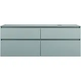 Burgbad Lin20 Waschtischunterschrank inklusive Konsolenplatte, Beckenausschnitt rechts, 4 Auszüge, 1602x552x661mm, SGRA160RF5395, Farbe: Eisblau Matt / Rückwand Anthrazitgrau
