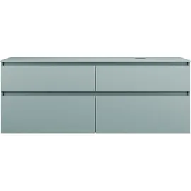 Burgbad Lin20 Waschtischunterschrank inklusive Konsolenplatte, Beckenausschnitt rechts, 4 Auszüge, 1602x552x661mm, SGRA160RF5395, Farbe: Eisblau Matt / Rückwand Anthrazitgrau