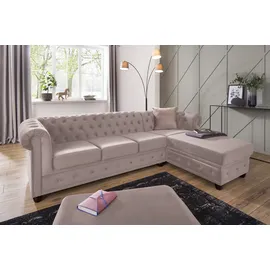 Home Affaire Chesterfield-Sofa HOME AFFAIRE "New Castle L-Form", rosa (flamingo), B:255cm H:72cm T:171cm, Sofas, hochwertige Knopfheftung in Chesterfield-Design, B/T/H: 255(171/72)