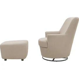 INOSIGN »HETTY, Drehsessel mit Wippfunktion und Hocker; Lesesessel, Armsessel« Set, 2 Stk. tlg. mit Dreh/Wippfunktion, mit Federkern, in Cord und Microfaser