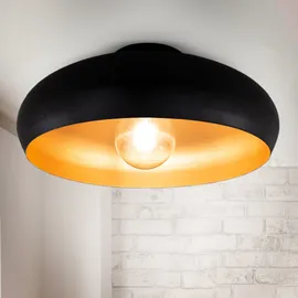 B.K.Licht Deckenlampe E27 1-flammig rund schwarz-gold Ø39,5 cm H: 17,5 cm