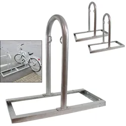 2 x Fahrradanlehnbügel 90 x 84 cm Stahl feuerverzinkt Ø 49 mm grau freistehen...