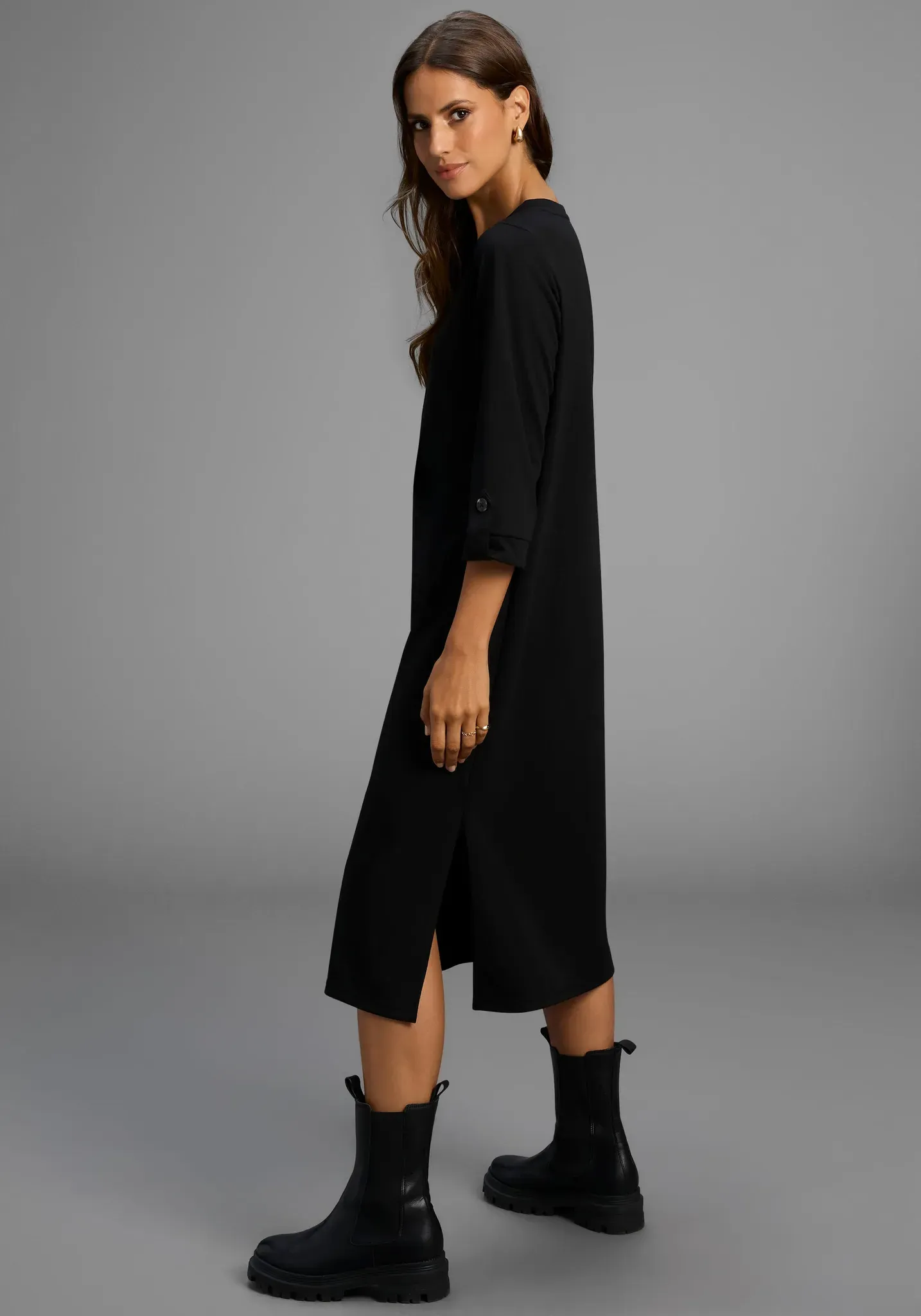 Midikleid Ohne Tasche   Ohne Taschen aus Milano-Ribstoff, das perfekte Basic - NEUE KOLLEKTION, Gr. 38 - N-Gr, schwarz, , 76375705-38 N-Gr