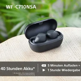 Sony WF-C710NSA Truly Wireless Noise Cancelling Earbuds, leichte Kopfhörer, Touch-Bedienung, Multipoint-Verbindung, IPX4, bis zu 40 HR-Akku, Quick Charge, iOS & Android - Schwarz