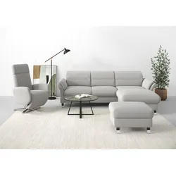 Ecksofa SIT & MORE "Grenoble L-Form mit Federkern", silber, B:251cm H:85cm T:161cm, Sofas, wahlweise mit Bettfunktion, Bettkasten, Arm- und Kopfteilverstellung