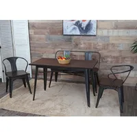 MCW Esszimmer-Set MCW-H10, 2xEsszimmerstuhl Sitzbank Esszimmertisch Kunstleder Ulme Holz