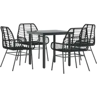 vidaXL 5-teiliges Garten-Esszimmerset aus schwarzem Polyrattanglas