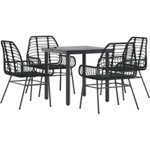 vidaXL 5-teiliges Garten-Esszimmerset aus schwarzem Polyrattanglas