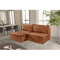 Fun Möbel Ecksofa Schlafsofa AMALIA Stoff Raven Rostbraun Ottomane