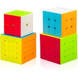 Cooja Zauberwürfel Set 2x2 + 3x3 + 4x4 + 5x5, 4 Stück Speed Cube Magischer Würfel Speedcube, Schnelles Glattdrehen Robust Spielzeug Geschenk für Jungen Mädchen