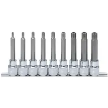 KS Tools 1/2" CHROMEplus RIBE-Bit-Stecknuss-Satz, lang, 9-tlg.