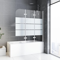 Duschwand für Badewanne faltbar 3 teilig 140 x 140 cm Gestreift Badewannenfaltwand Duschtrennwand 6mm Nano Glas Duschabtrennung Badewanne