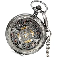 Lancardo Taschenuhr Vintage Herren Damen Automatisches mechanisches Uhrwerk Uhr mit Metall Kette Weihnachten Geschenk