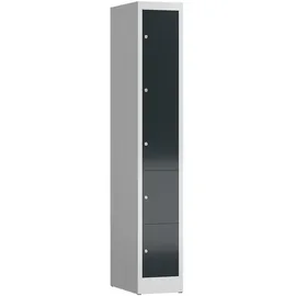 Lüllmann Schließfachschrank Stahl 180x30x50cm grau 5 Fächer abschließbar