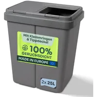 Gardissimo DUO BIN Doppelmülleimer Abfalleimer Mülleimer 2x25L grau (GD)