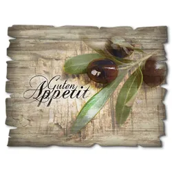 Holzbild ARTLAND "Oliven Guten Appetit", braun (farbe bild(er): braun), B:40cm H:30cm, Holzwerkstoff, Bilder