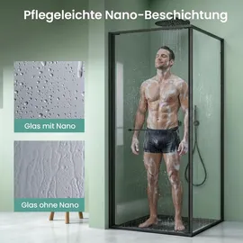 mai & mai Rav69K Eckdusche mit Schiebetür 80 x 80 cm Schwarz Sicherheitsglas