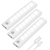 Vicloon LED Sensor Licht, 3 StückWiederaufladbar Schranklicht mit Bewegungsmelder & Magnetstreifen, LED Schrankbeleuchtung für Küche, Kleiderschrank, Treppe, Schublade, Dachboden, Flur...