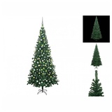 vidaXL Künstlicher Weihnachtsbaum mit LEDs & Kugeln L 240 cm Grün