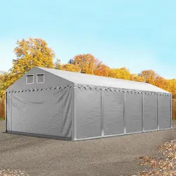 TOOLPORT  5x10 m Lagerzelt, PVC-Plane, grau, mit Bodenrahmen, ohne Statik - (8514BL)