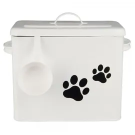 ib laursen Metall-Box mit Deckel für Hundefutter + Messbecher in weiss | Gr.: onesize