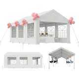 TRIUMPHKEY Partyzelt Pavillon 3x6 Wasserdicht Stabil Gartenzelt UV Schutz 50+ Zelt 170g PE Plane Festzelt Bierzelt Gartenpavillon für Garten, Party, Festival, Hochzeit, weiß