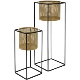ML-Design Blumenständer 2er Set 21 x 21 cm und 25 x 25 cm Schwarz-Gold